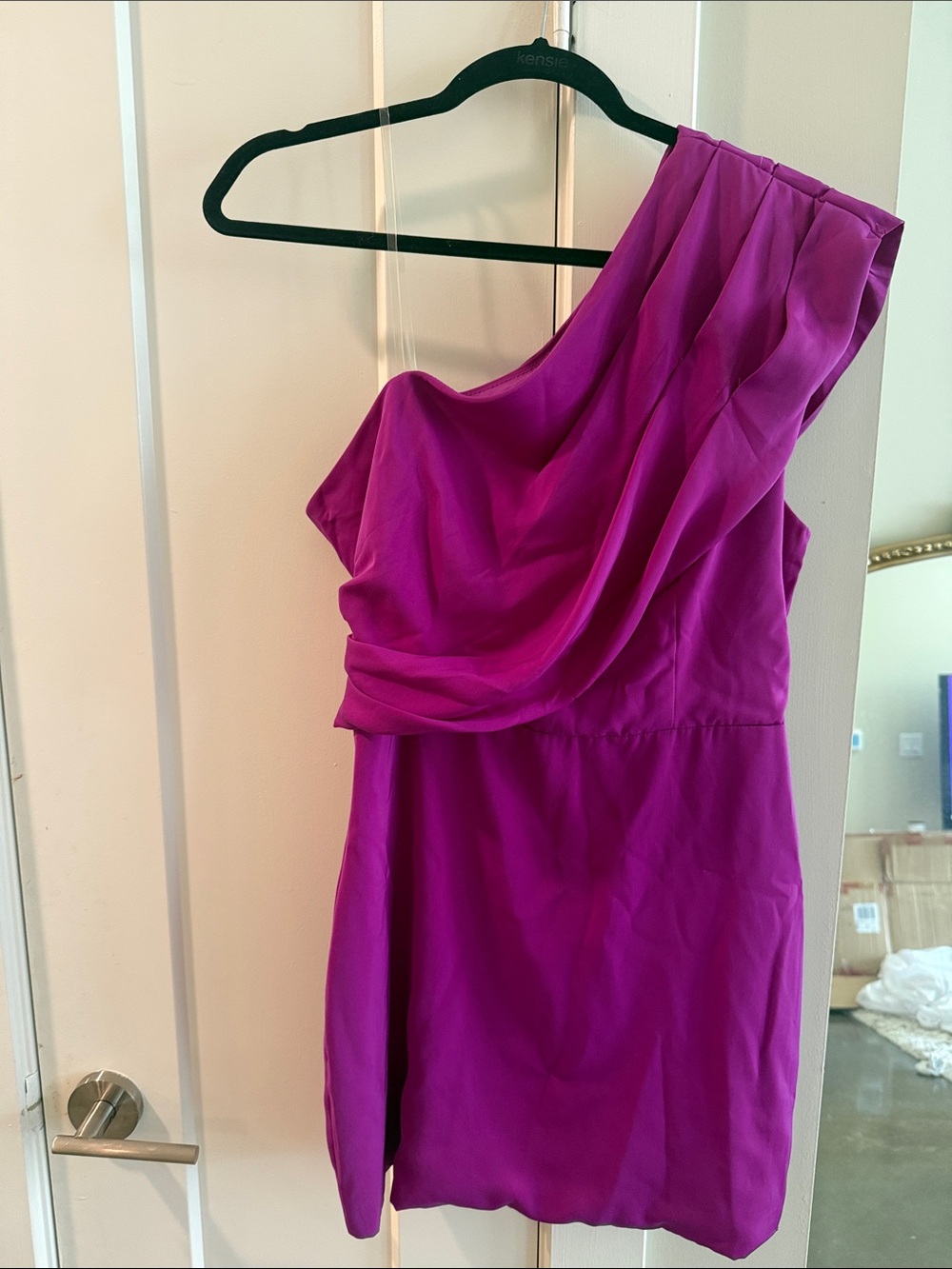DO+BE One-Shoulder Draped Fuchsia Cocktail Dress
